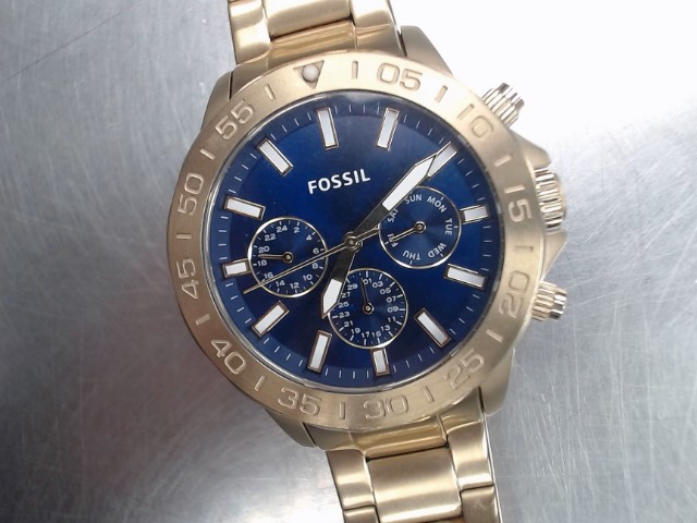 Montre stainless dor�e cadran bleu