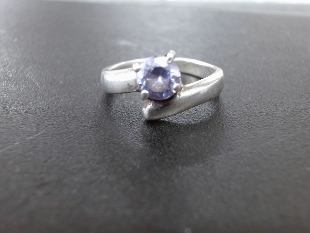 Bague silver twisr + pierre mauve