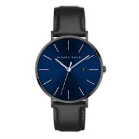 Alfred sung date blue dial black band