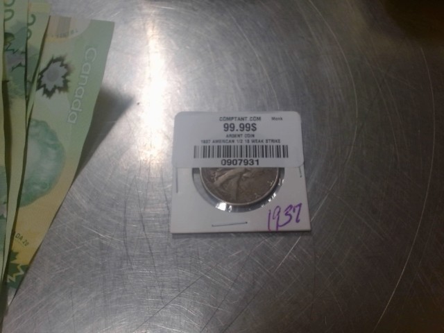 1937 american 1/2 1$ weak strike