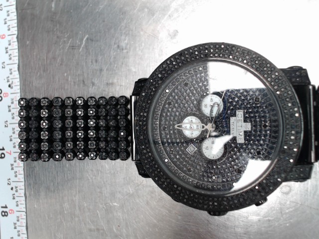 Montre noir homme avec pierres