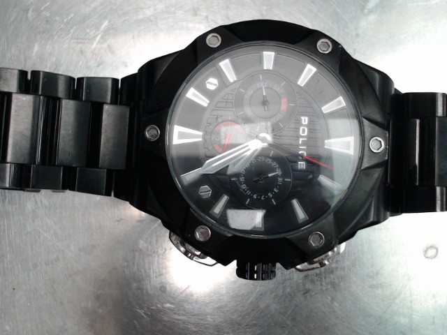 Montre noir police homme metal