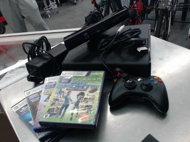 Console xbox 360 s noir av man. kinect