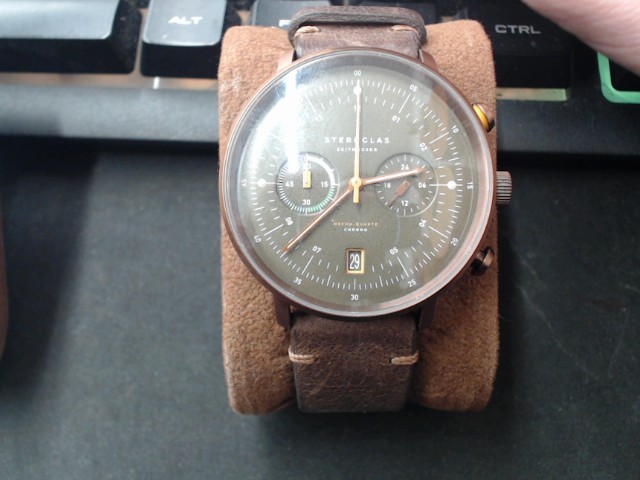 Montre quartz chrono verte brune