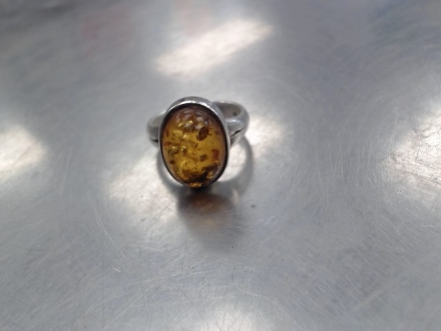 Bague argent pierre jaune