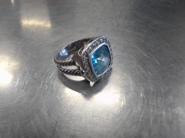 Bague en argent + grosse pierre bleu