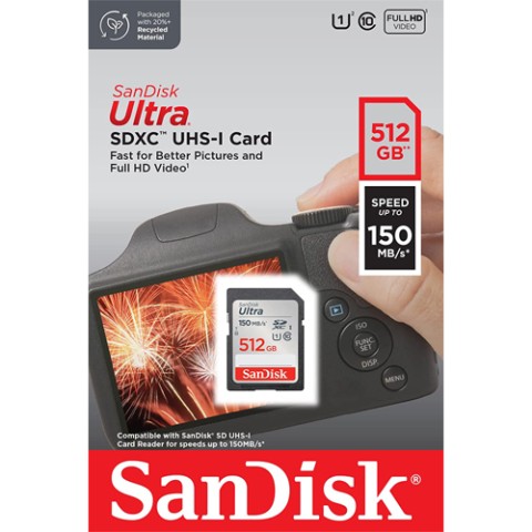 Sandisk 512gb sdxc uhs-i 150mb/s