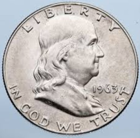 1963 us half dollar liberty bell/frankln