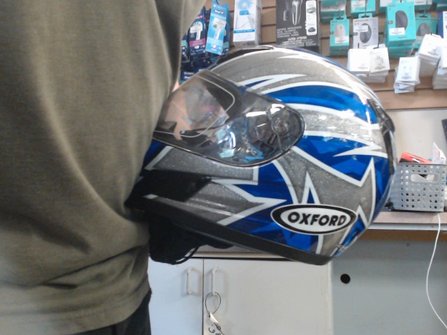 Casque moto bleu blanc noir
