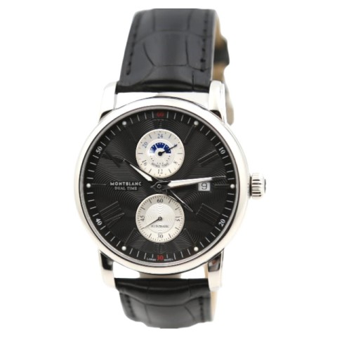 Montre dual time stainless black dial