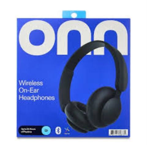 Onn wireless on-ear headphones, black