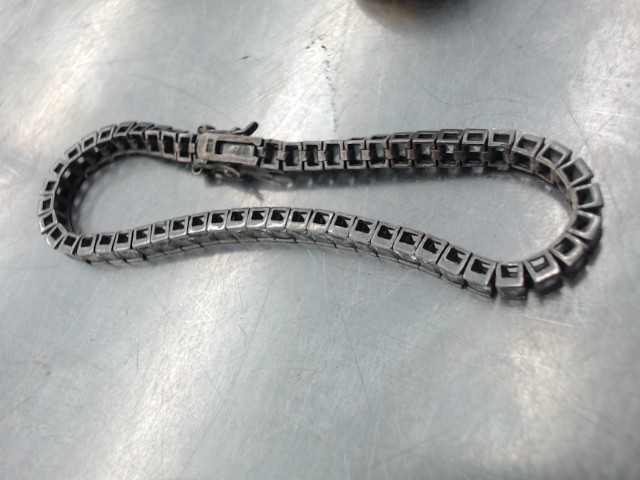 Braceelet argent mailles carrees pierres