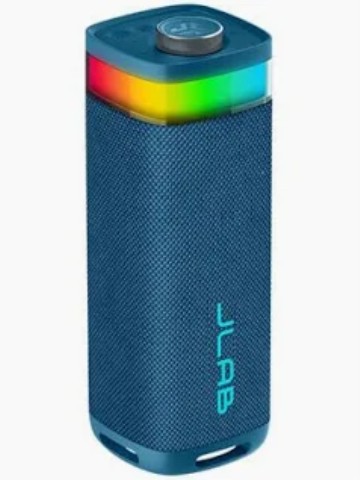 Blue box with speaker inside
