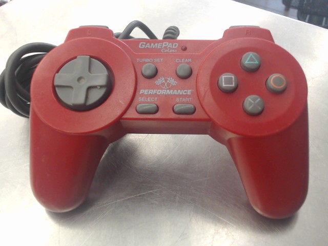 Manette de ps1 rouge filaire