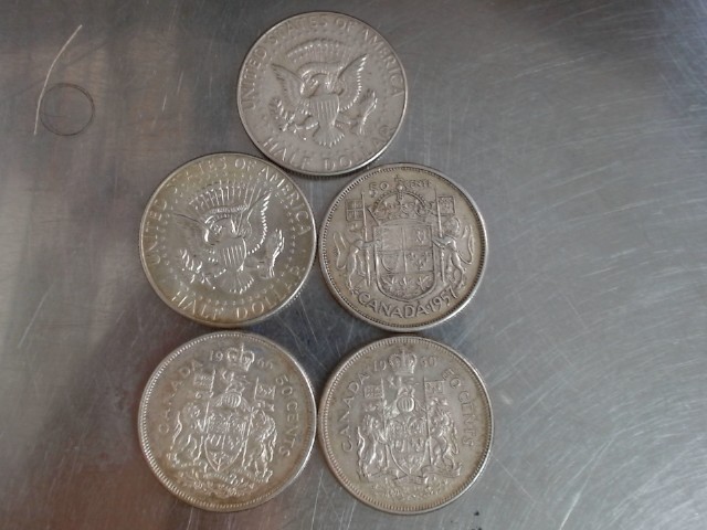 Lot de 5 pieces silver 80% 1960