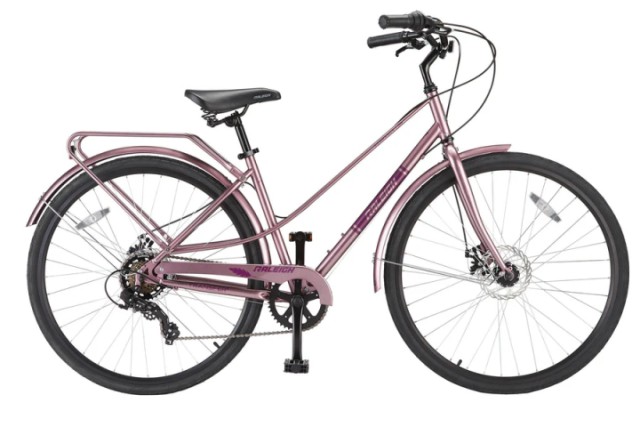Velo femme look retro pink/violet+rack
