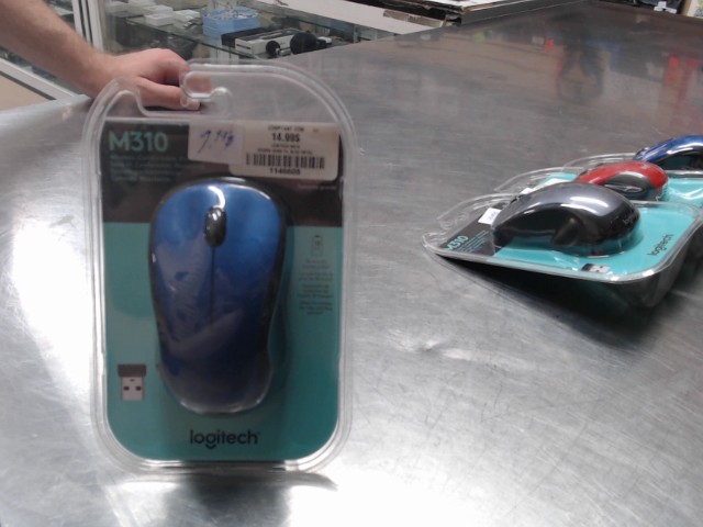 Souris sans fil bleu metal