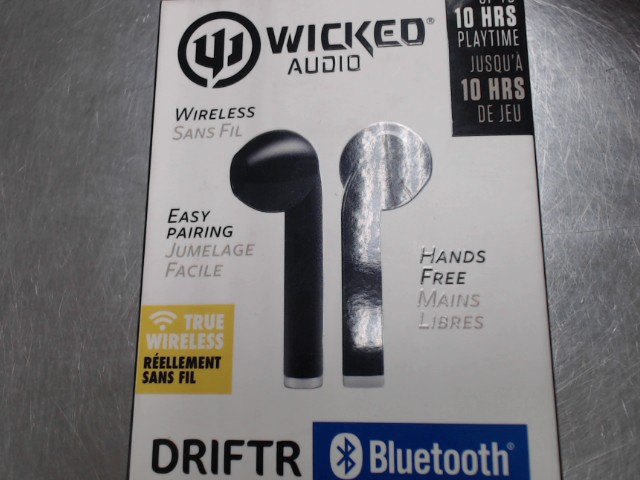 Wicked drift black earbuds in box
