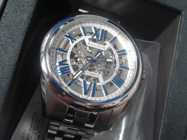 Montre bulova skeleton blue accent dial