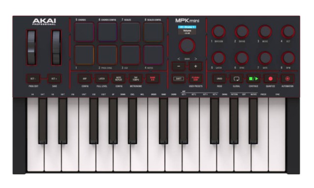 Compact keyboard and pad controller