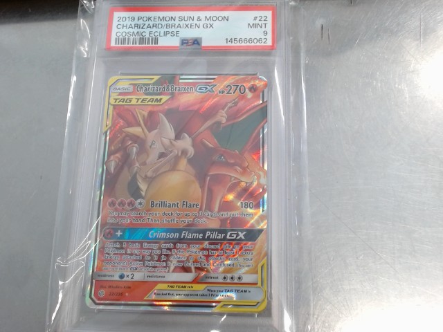 Charizard/braixen gx cosmic eclipse psa9