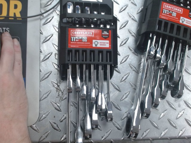 An 11-piece sae ratcheting wrench set