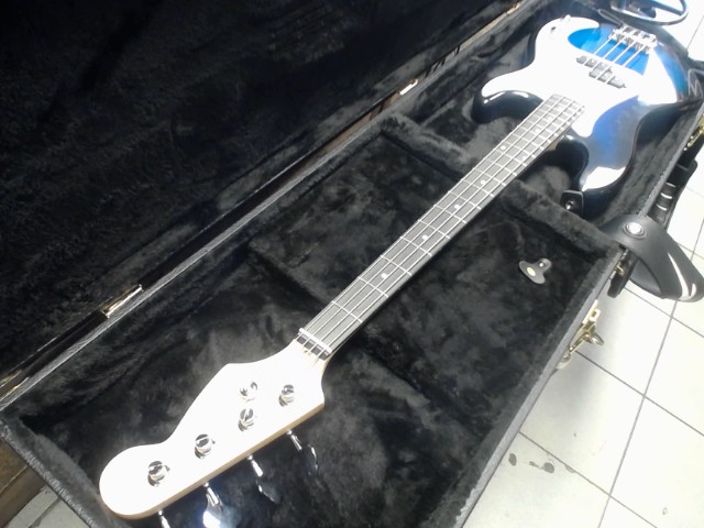 Guitare base bleu/blanche dans case