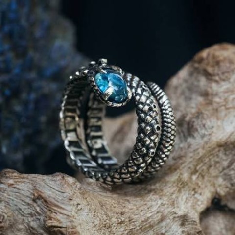 Bague snake silver 925 pierre blue