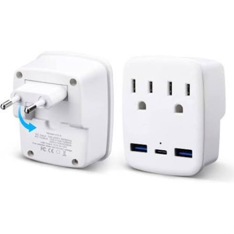 Foldable travel adapter plus (us to eu)