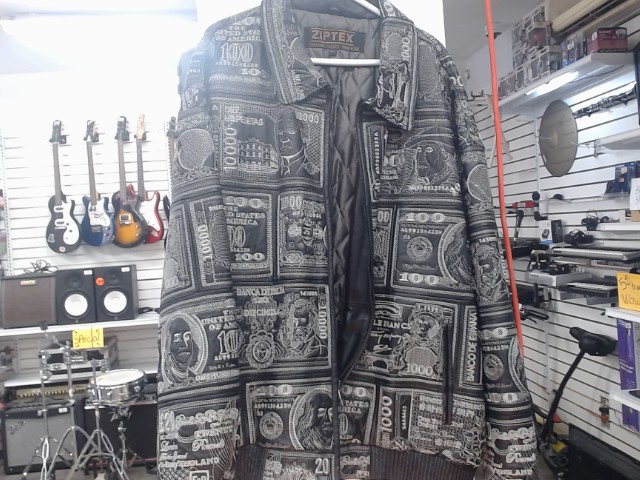Leather jacket dollar bills 4xl
