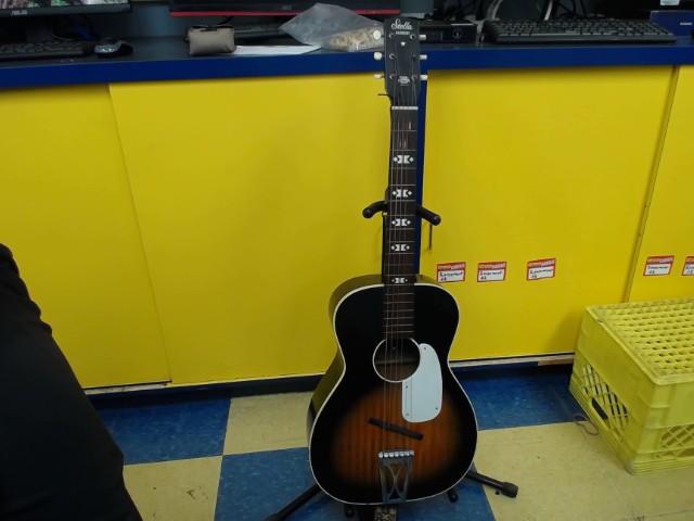 Guitare dans case dure noire