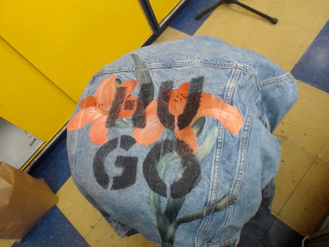 Hugo leather jacket pattern fleure