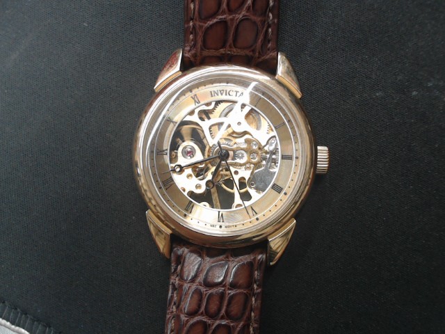 Montre automatique invacta or strap cuir