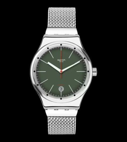 Montre automatique argent face verte