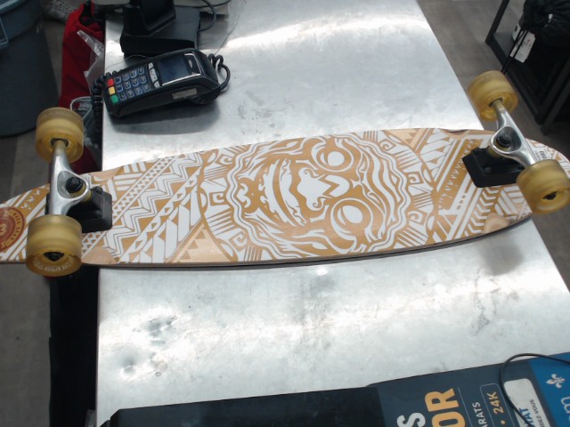 Skate style longboard beach yellow wheel