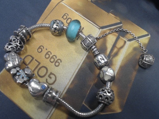 Bracelet pandora silver 925 10 charms