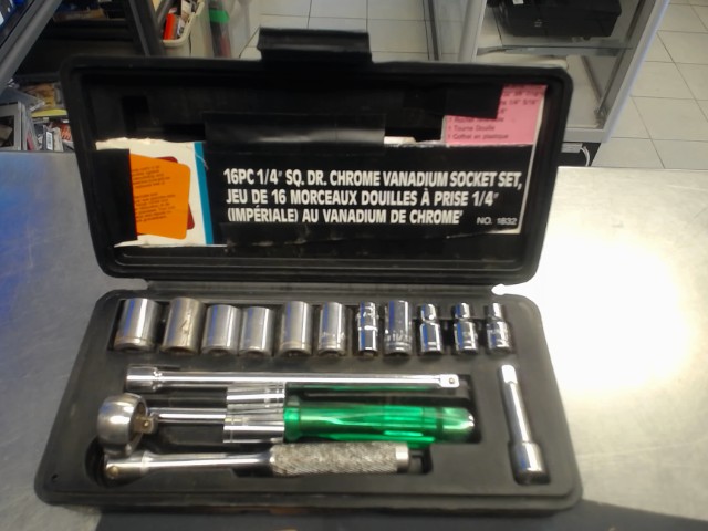 16 pcs 1/4 chrome vanadium socket set