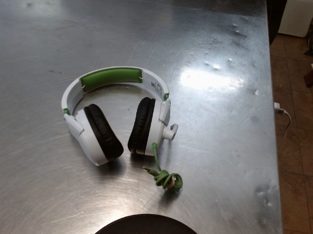 Casque micro blanc/vert + fil aux