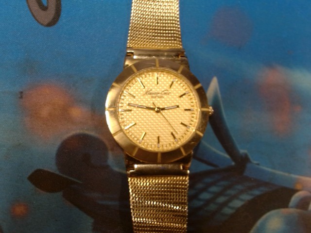 Women gold kenneth cole mesh strap watch