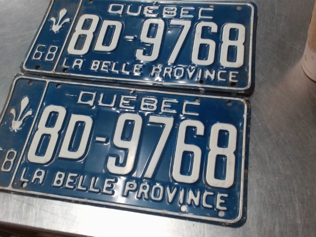 Plaque du quebec duo 1968 8d-9768