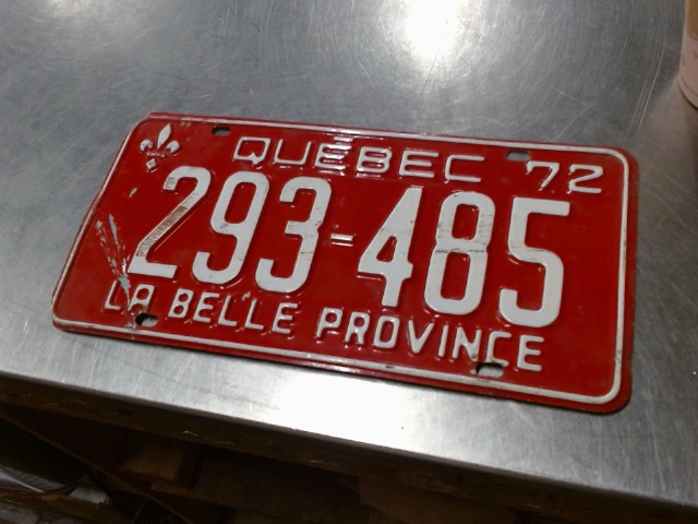 Plaque du quebec 1972 293-485