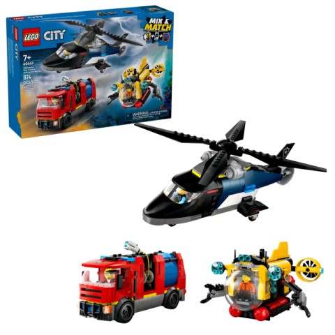 Lego city helicopter firetruck submarine