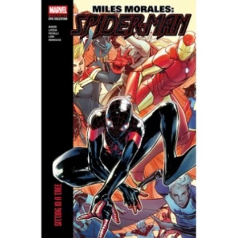 M.morales spiderman sitting in a tree