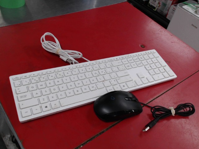 Clavier blanc filaire+souris hp noir