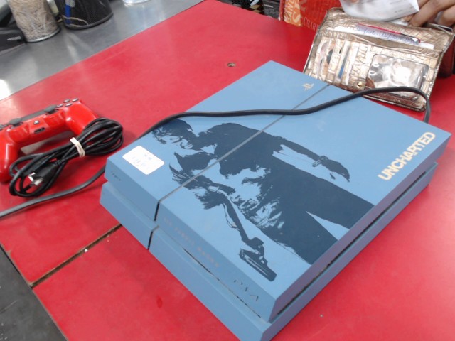 Console ps4 uncharted+manette rouge+fils