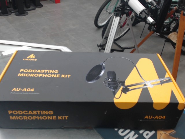 Podcasting microphone kit in box