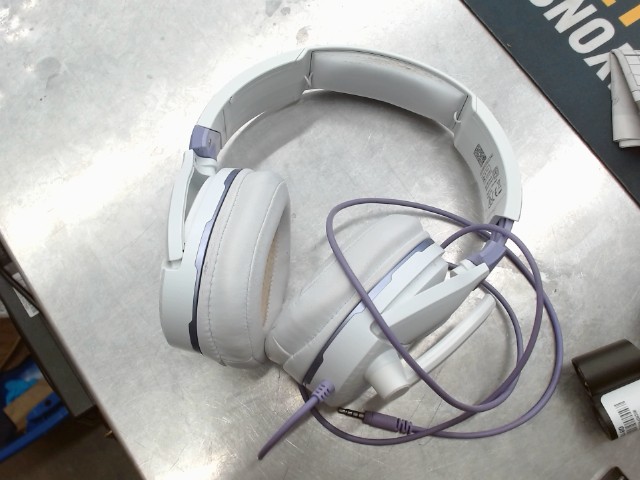Ecouteurs gaming avec fils blanc mauve