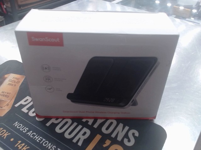 Chargeur ss fil pour 2 cellulaire en bo