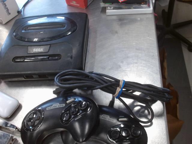 Sega genesis noir+cables+2man+adapteur r