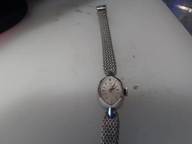 Omega silver band womens watch